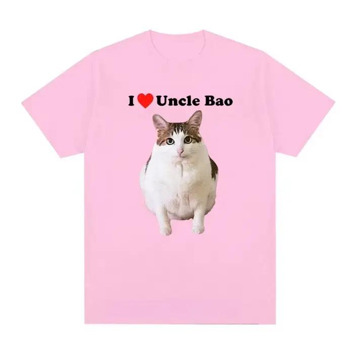 T-shirt à imprimé chat pour femme « I Love Uncle Bao » - Haut streetwear décontracté