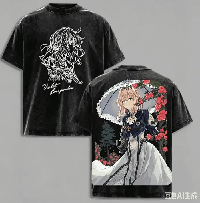 T-shirt Violet Evergarden délavé
