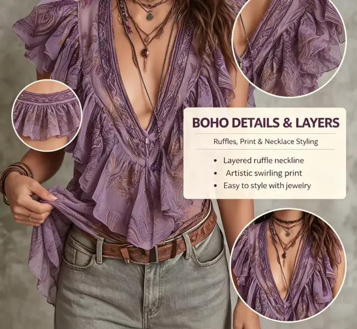 Chemise élégante à imprimé bohème pour femmes
