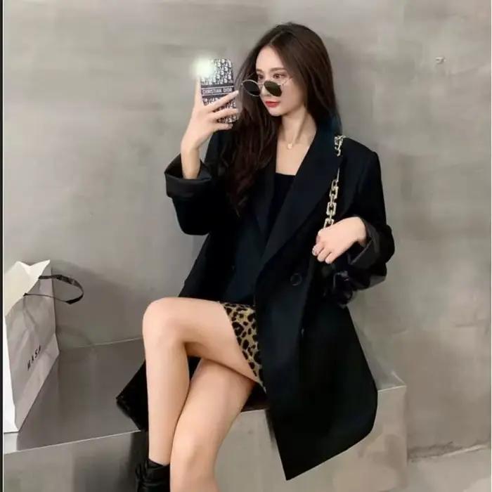 Blazer kaki ample polyester pour femmes bureau dames automne hiver bywindto occassions spéciales