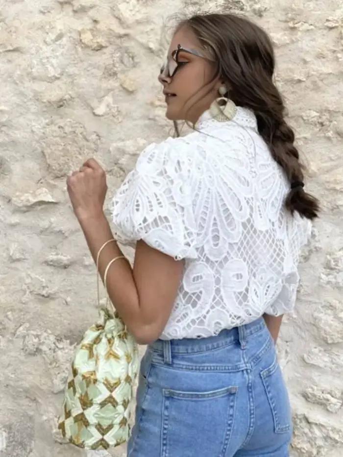 Chemise de créateur en dentelle pour femmes