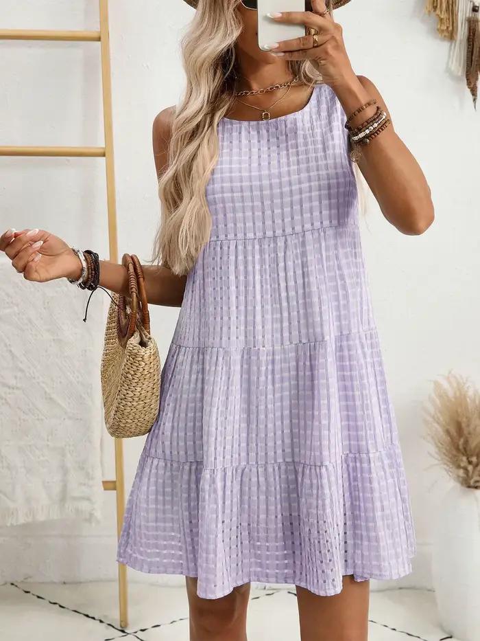 Robe débardeur ajourée unie décontractée pour femme style bohème printemps été pauses déjeuners occasions spéciales