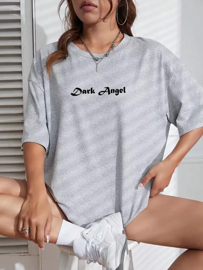 T-Shirt Dark Angel Wing pour Femmes, Imprimé en Coton, Style Streetwear pour Occasions Spéciales et Vie Quotidienne