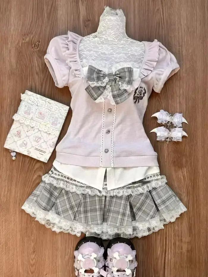 Ensemble jupe Cardigan à volants pour femmes