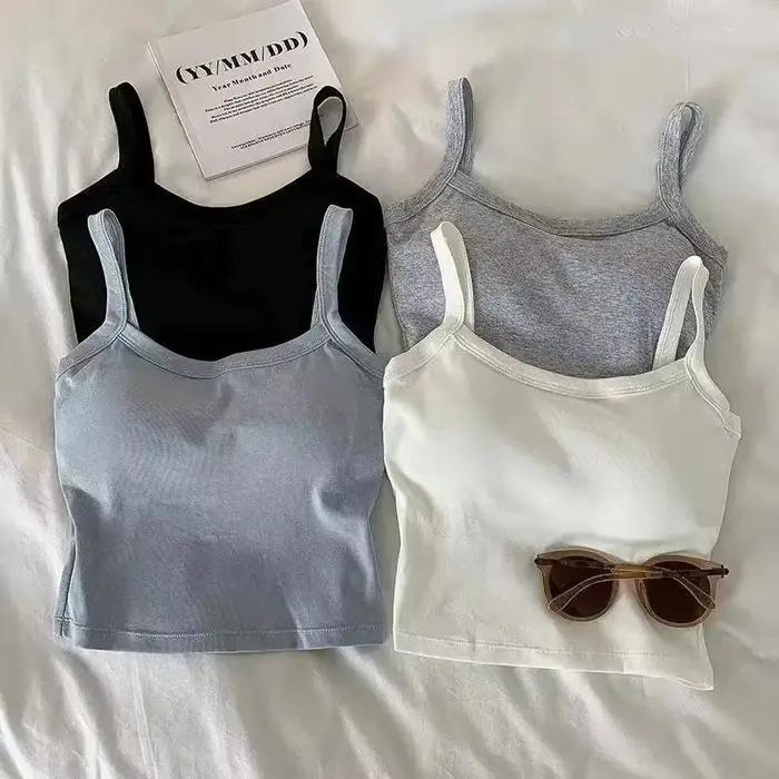 Camisole junior décontractée en coton polyester courte hauteur élastique pour femmes junior été style casual couleurs variées occasions quotidiennes et soirées