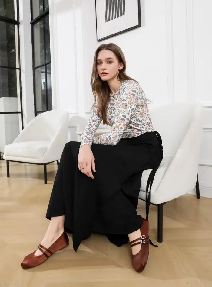 AS 2025 femme ajusté design fermé imprimé nervuré hauts basiques tissu hautement extensible