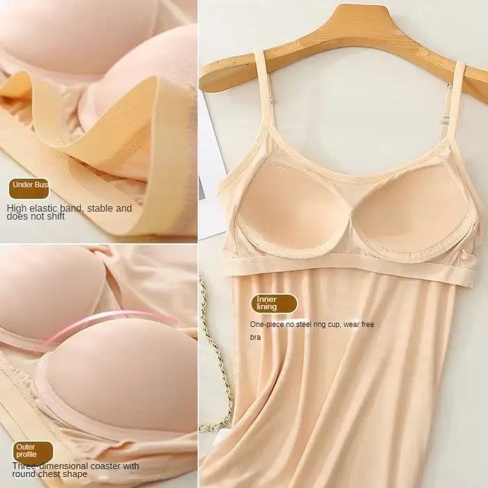 M-3XL pour 35-85kg Modal grande taille Camisole débardeur avec tasse fixe poitrine rembourrée vêtements chauds bas sous-vêtements sans usure