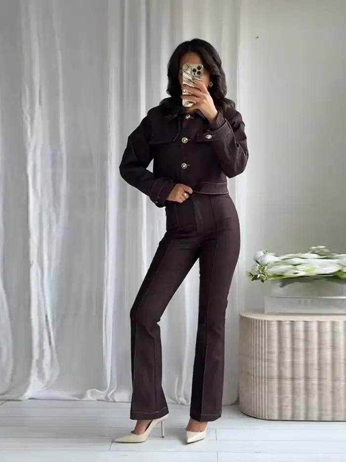 Ensemble manteau et pantalon Chic pour femmes