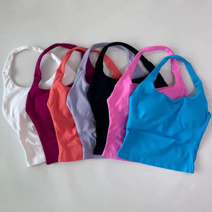 Sans Logo sans couture haut à licou dos nu palangre à bretelles rembourré