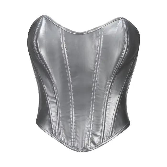 Corset gothique en cuir PU brillant pour femme
