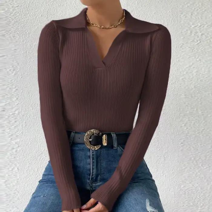 Pull en polyester 95% solide couleur pour femmes automne hiver élégant à offrir pour diverses occasions
