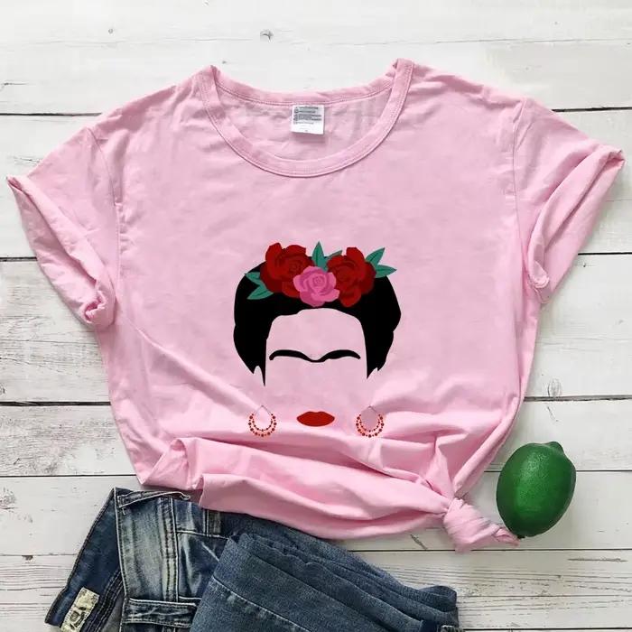 T-shirt féminin graphique vintage coloré A Besos H A Veces pour femme, style décontracté, polyester, chlore, haute élasticité, dessin animé, toutes les saisons
