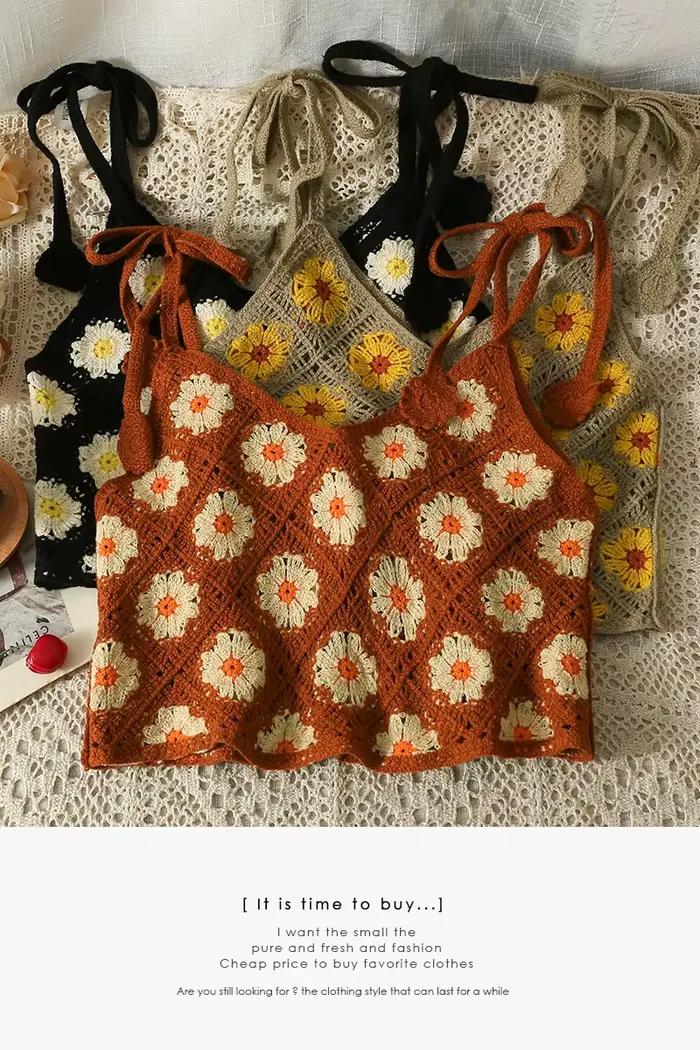 Haut court sans manches en Crochet pour femmes