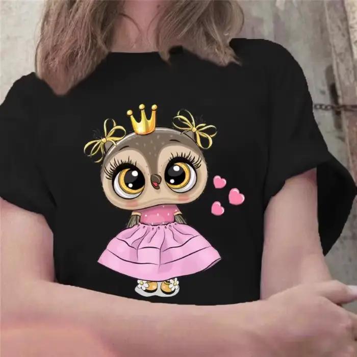 T-shirt à manches courtes pour femme, design vintage et dessin animé, confortable et élégant, idéal pour les sorties entre amis et les journées de travail