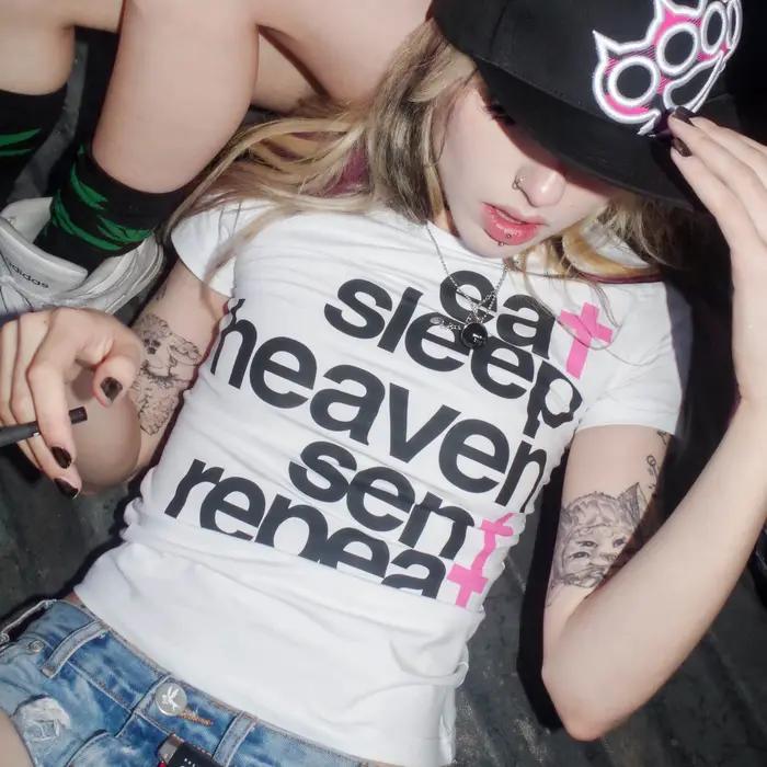 Emo Y2k Style lettre impression bébé t-shirts Streetwear esthétique graphique mince