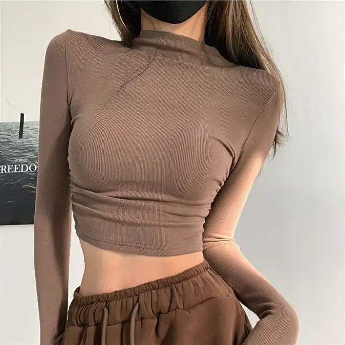 T-shirt sans manches à col roulé pour femme, nouveau style sportif printemps été 2026, hauts Y2K, élégants et coquettes, pour occasions spéciales et mode coréenne