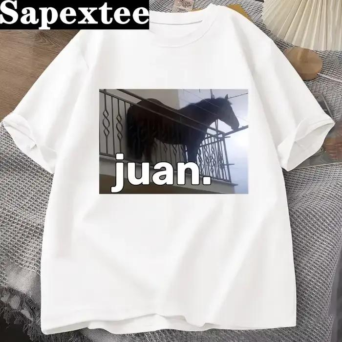 Juan idiot cheval sur balcon Dank Meme graphique t-shirts drôle femmes col rond décontracté à manches courtes t-shirt été hauts surdimensionné