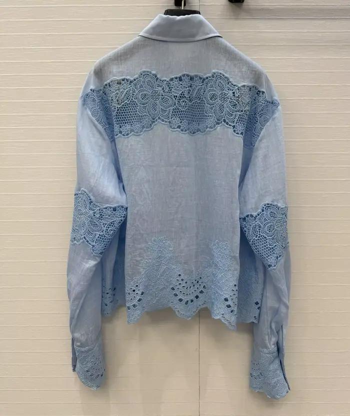 Nouvelle collection printemps 2026 (26SS) : Broderie en soie et lin ‌ Chemise de créateur florale pour femme