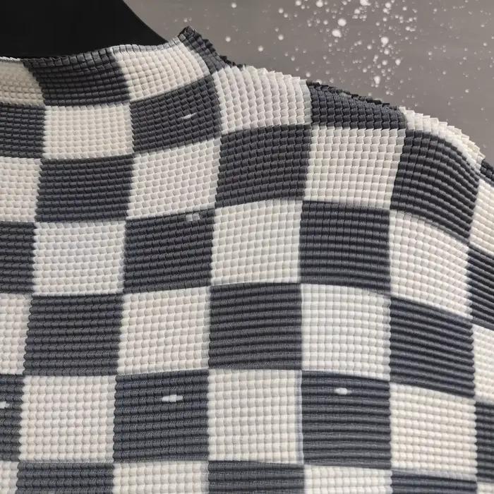 T-shirt LANMREM Plaid Imprimé Bleu Taille Unique pour Femmes Style Décontracté et Élégant Occasions Spéciales
