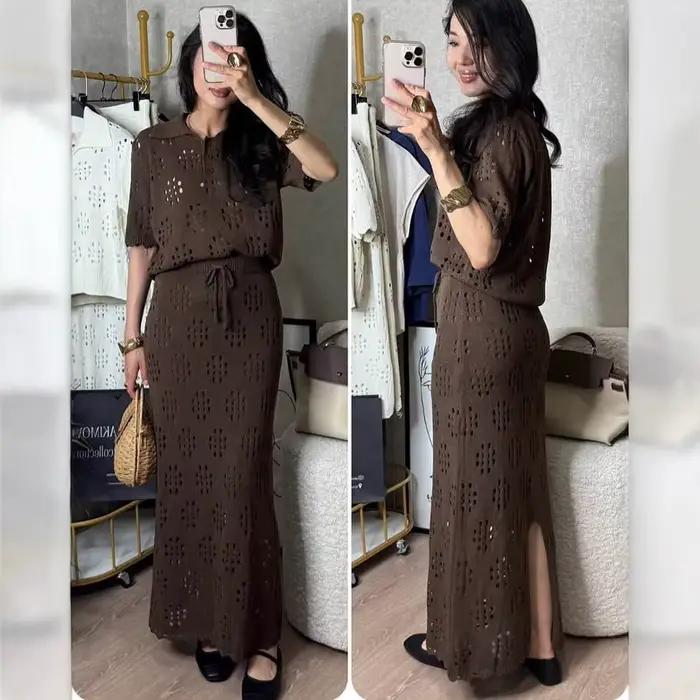 Ensemble 2 pièces sexy en crochet ajouré pour femme