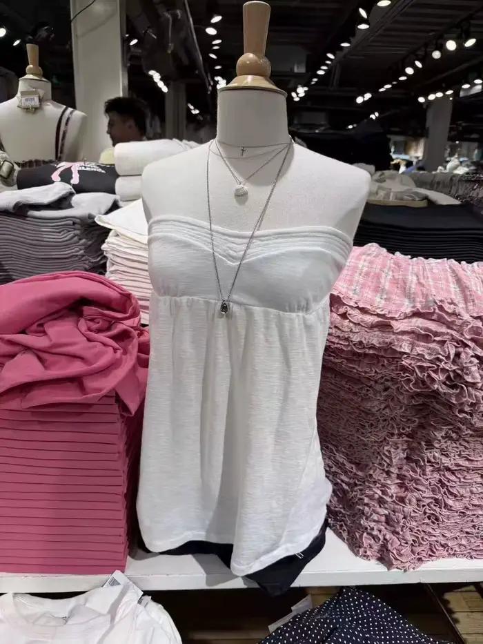 Débardeurs longs en coton blanc pour femmes