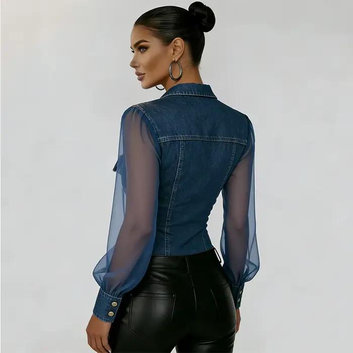 Chemisier en jean chic vintage pour femme