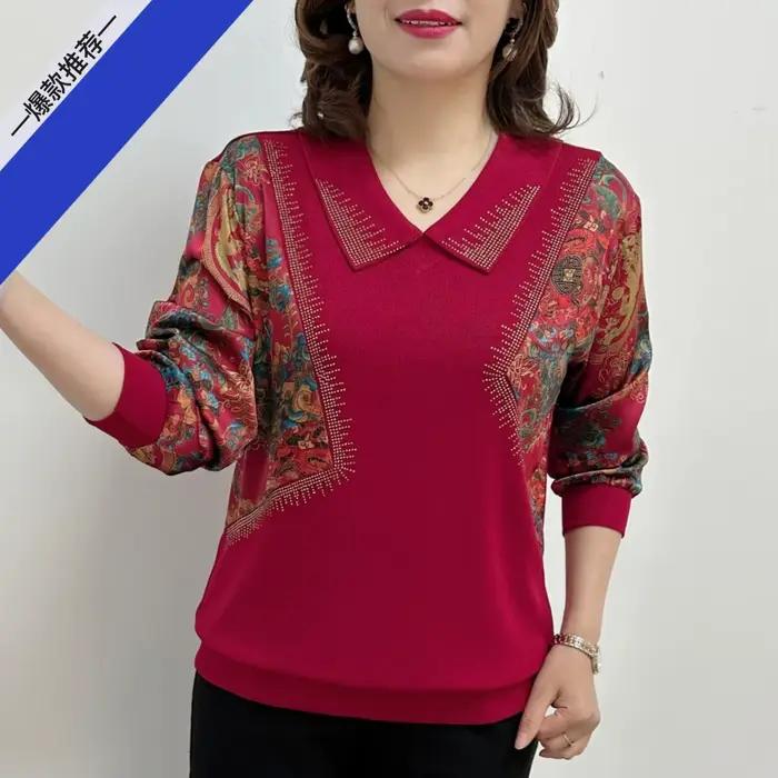 Haut élégant haut de gamme avec couche de base à paillettes bloc de couleurs pour femmes