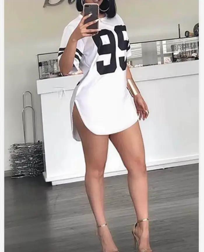 T-Shirts Femmes Qualité Supérieure Printemps Et Été Lettres Ample Col Rond Manches Courtes Mode Dames Hauts Occasions Spéciales