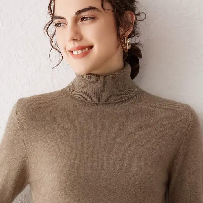 Pull en cachemire pour femme col roulé mode élégante automne hiver à offrir pour femme occasions spéciales