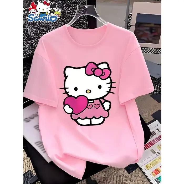 T-shirt Hello Kitty en coton pour femme, style Y2K, motifs dessin animé, couleurs variées, ajustement parfait, ocassions décontractées