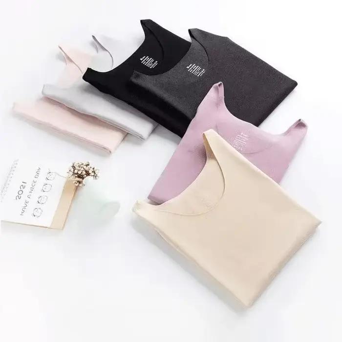 Sous-vêtement thermique femmes vêtements intérieurs col rond débardeurs hiver chaud laine Thermo hauts sans manches