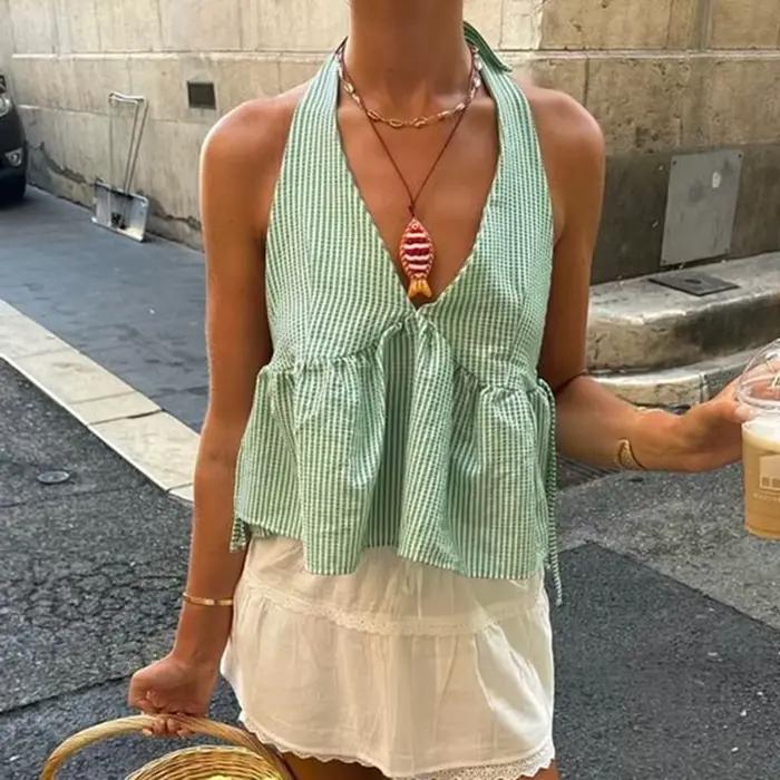 Débardeur de poupée à carreaux bohème