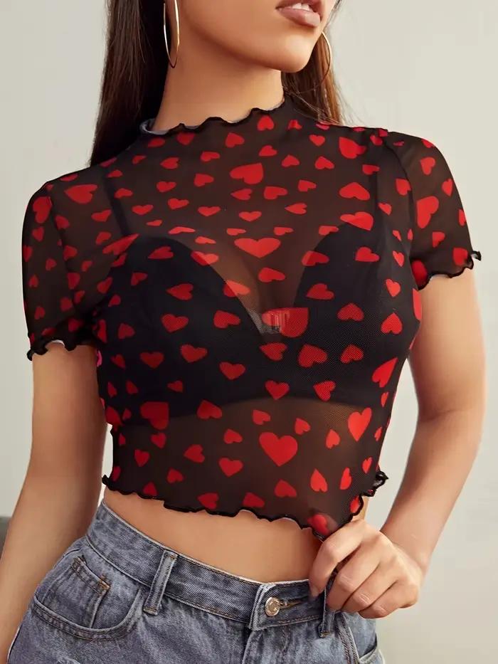 Haut en maille en forme de cœur sans soutien-gorge pour femme