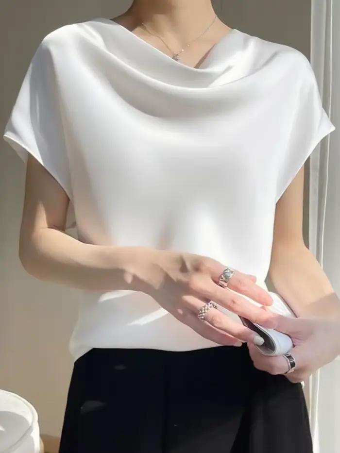 T-shirt en satin de soie pour femme