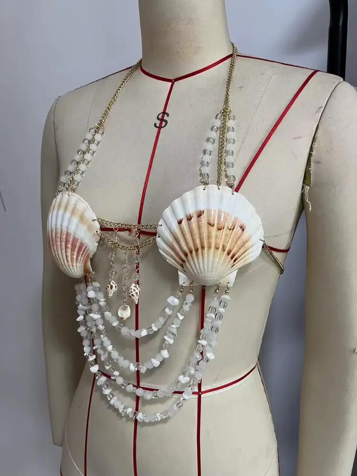 Haut de gamme mode femmes Sexy coquille strass