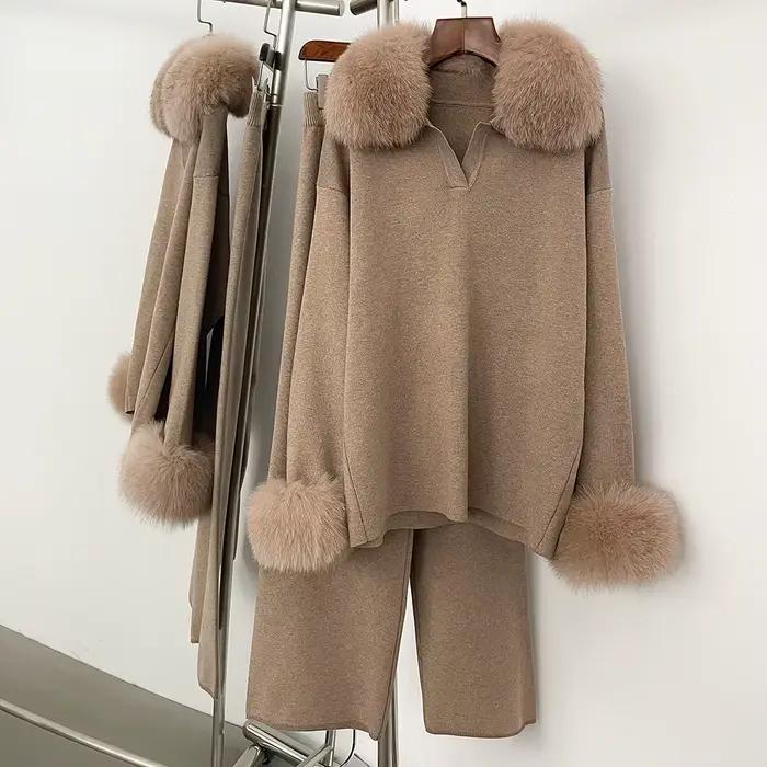 Pull en vrai fourrure de renard élégant pour femmes, automne-hiver, décontracté et confortable pour les occasions spéciales