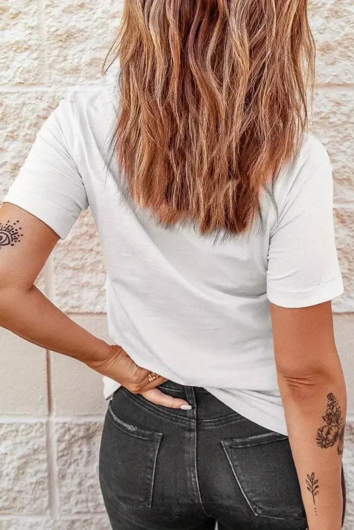 T-shirt à imprimé floral pour femme