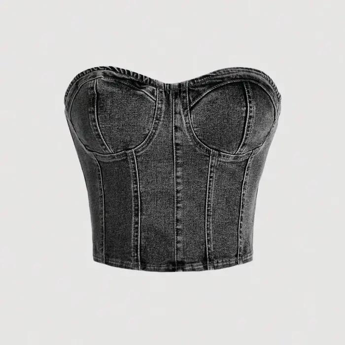 Haut court de cow-girl sexy avec un design rétro à la taille cintrée