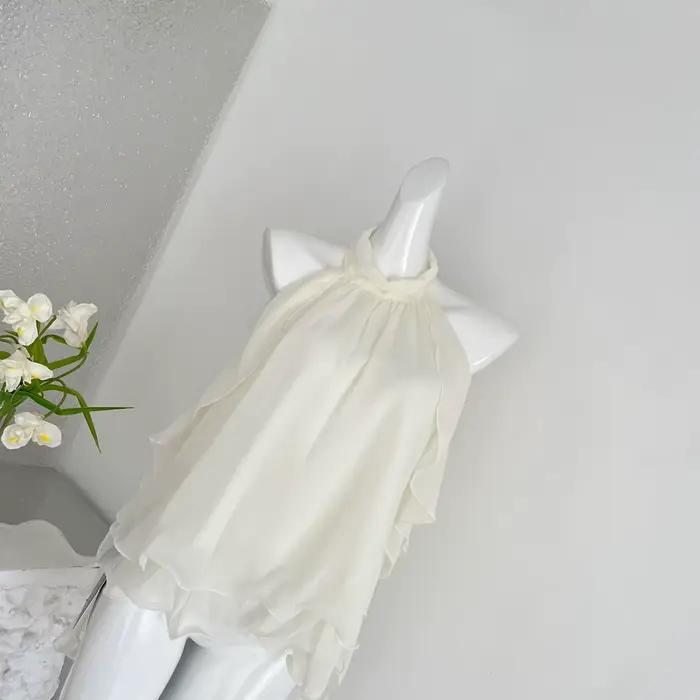 Haut à bretelles en mousseline de soie pour femme