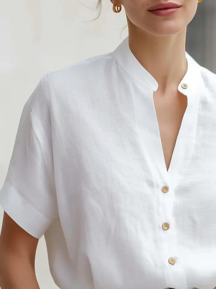 Chemise à manches courtes boutonnée pour femme