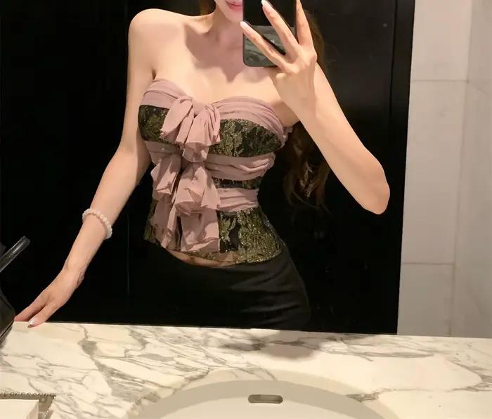 Faux deux camisoles en dentelle