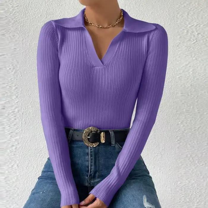 Pull en polyester 95% solide couleur pour femmes automne hiver élégant à offrir pour diverses occasions