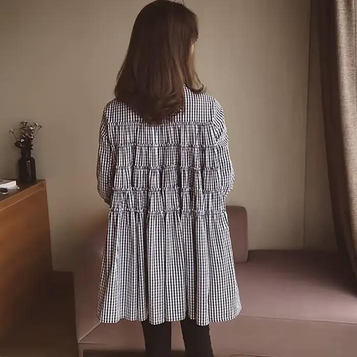 Mode revers épissé plis chemises à carreaux irrégulières vêtements féminins 2025 printemps nouveaux hauts décontractés amples chemisiers asymétriques
