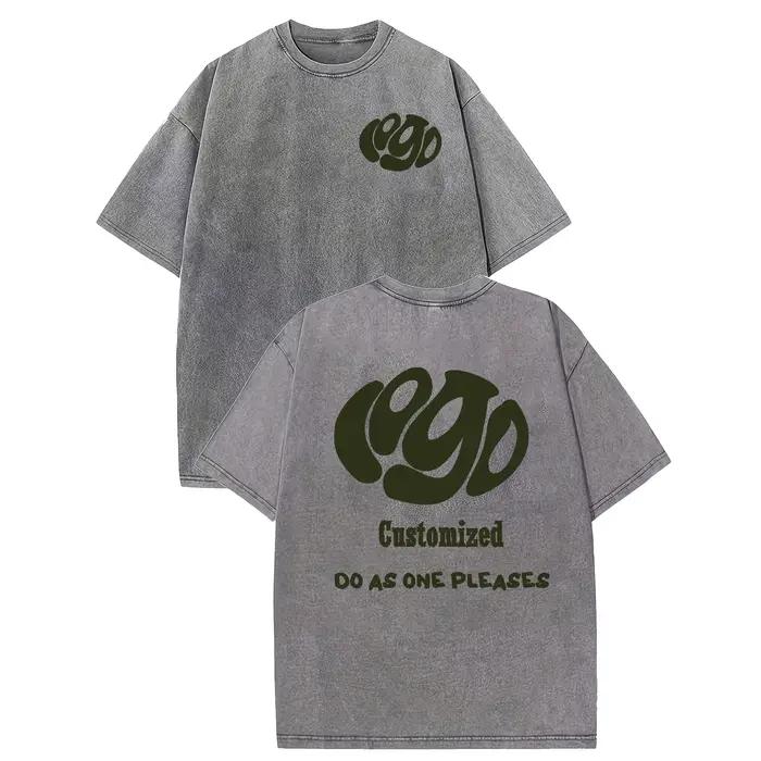 T-shirt homme 100% coton hip hop streetwear décontracté avec logo personnalisé surdimensionné haut délavé pour tous les jours et occasions spéciales