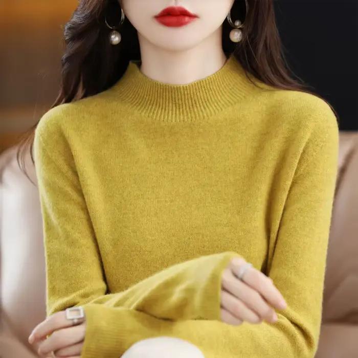 Pull à col roulé en laine mérinos pour femme