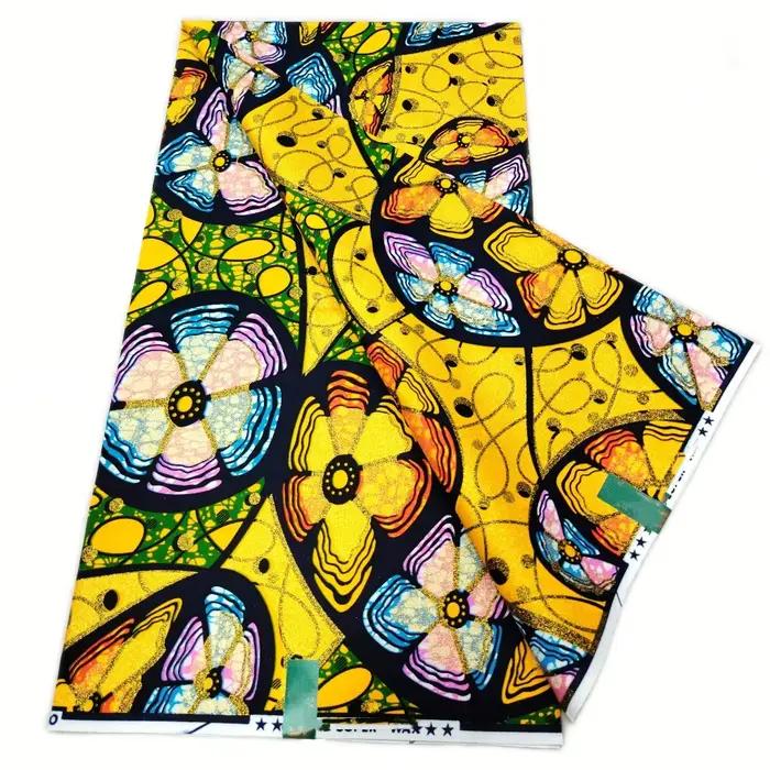 2026 Tissu Wax Africain Doré en Coton