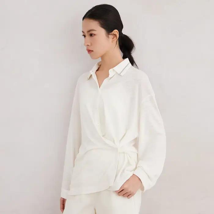 K3083X chemisier long en lin vêtements de luxe pour femmes