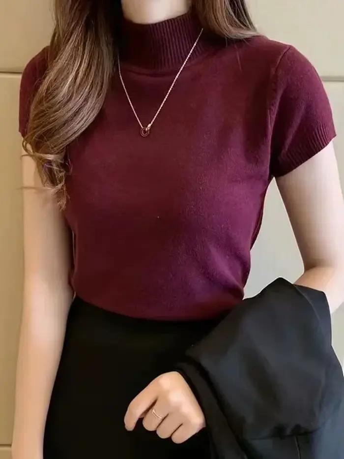 T-Shirt à col mi-haut pour femmes