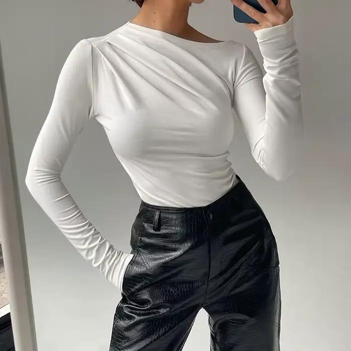 T-shirt basique à manches longues pour femmes