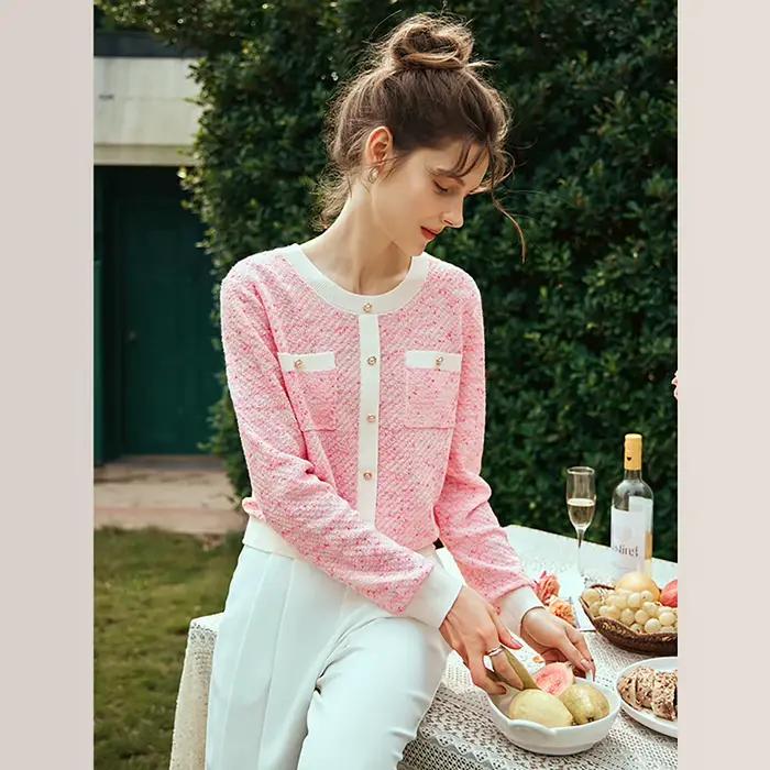 Pull-over OLrain en polyester, acrylique et coton avec motif Vichy pour femme, style bureau, coupe ample, idéal pour automne et occasions spéciales